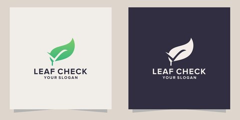 leaf check logo design template