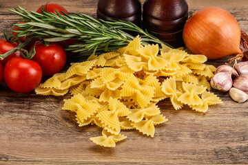 Raw Italian farfalle pasta for cooking