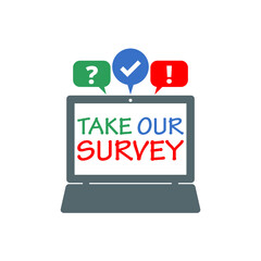 Take Our Survey text icon isolated on white background