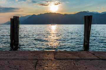 Sunset on Lake Garda. Malcesine.