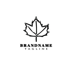 leaf logo cartoon icon design concept black isolated vector illustration