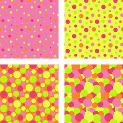 大きさいろいろのドット詰め　ピンク