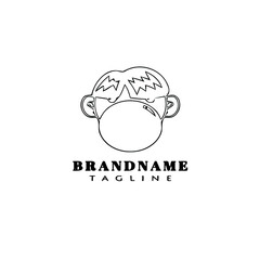 monkey logo cartoon icon design template black isolated vector illustration