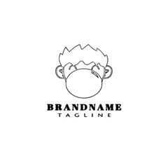 monkey logo cartoon icon design black isolated vector illustration