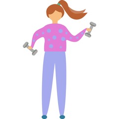Woman with dumbbells vector icon isolated on white