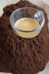 espresso dipped in ground coffee
