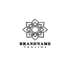lotus logo cartoon icon design template black vector illustration