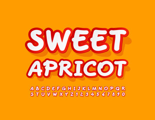 Vector Bright Sign Sweet Apricot. Handwritten colorful Font. Modern Alphabet Letters and Numbers