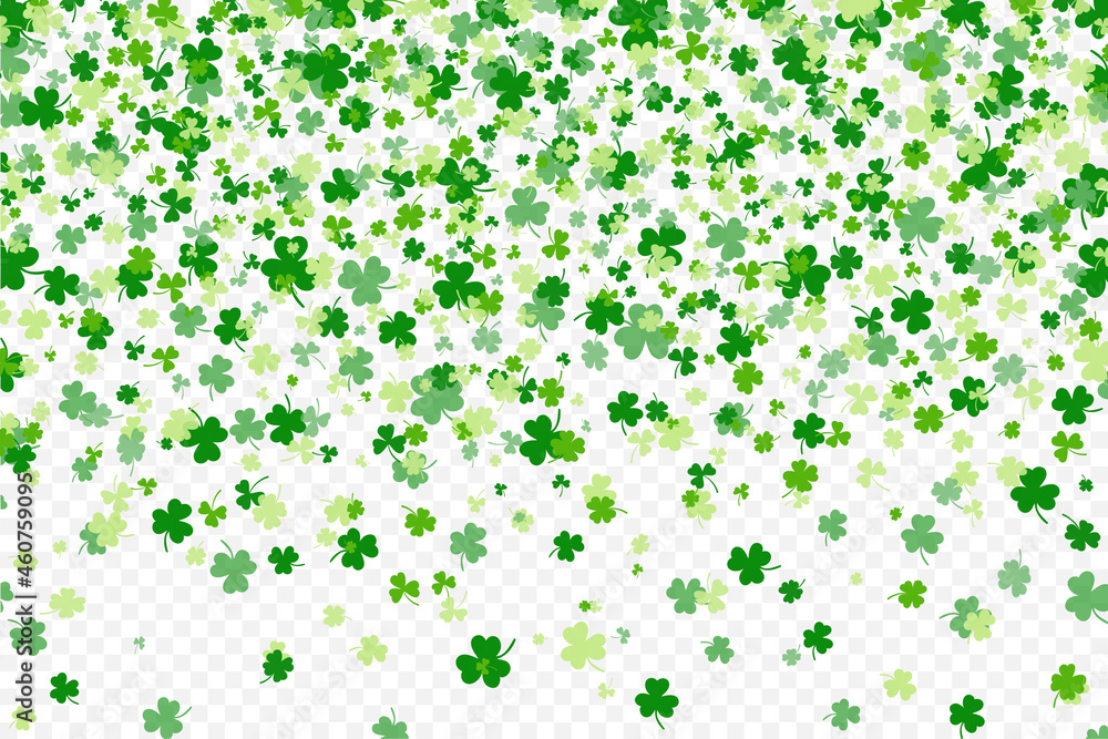 Poster shamrock or green clover leaves pattern background flat design vector illustration isolated on trans