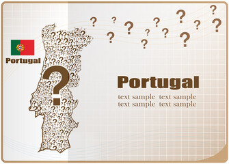 Portugal map flag made from question mark.