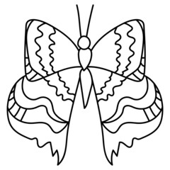 Butterfly fantasy outline, doodle coloring page for toddlers insect world