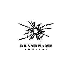 shattered cracked glass logo cartoon icon design template black isolated vector