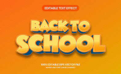 Back to school editable 3D vector text effect