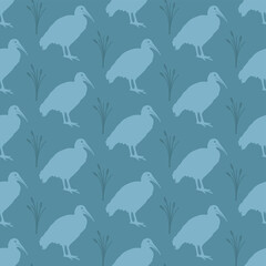 Seamless Hadeda Pattern Design in Blue for Wallpaper, Fabric and Textile Print.