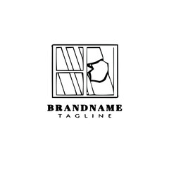 broken window logo cartoon icon design template black isolated vector simple