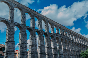 Fototapeta premium Historic monument aqueduct of Segovia, Spain, Europe