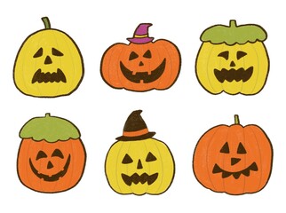 ハロウィン かぼちゃ セット 手描きイラスト