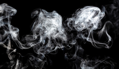 Smoke isolated on black background.