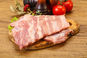 Raw pork ribs for cooking