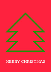 vector ultra minimalist trendy greeting card for Christmas and New Year. a very stylized Christmas tree in festive colors. less is more. elements are isolated. useful for postcards, logo, design, web