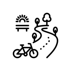 Black line icon for trek