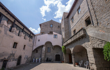 Medieval village in Piazza San Pellegrino,Viterbo .The Small alley in Tourist attraction district in Lazio, central Italy.Italian Village, Roman Culture.Travel in Europa