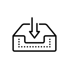 Black line icon for inbox