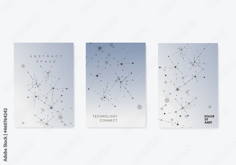 Poster abstract composition with connect dots and lines business molecular atomic collection. a4 brochure t