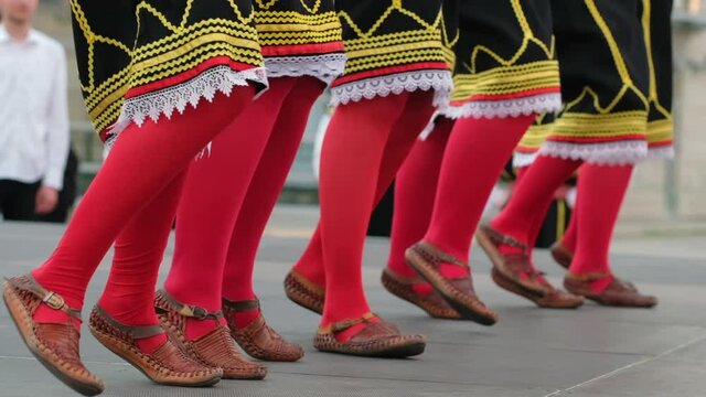 Macedonian traditional folklore dancers perform in Northern Macedonia.