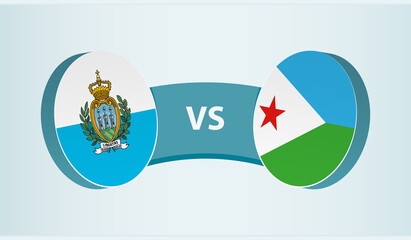 San Marino versus Djibouti, team sports competition concept.