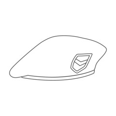 Beret of military vector outline icon. Vector illustration beret of military on white background. Isolated outline illustration icon of hat army .