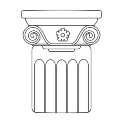 Ancient column vector outline icon. Vector illustration pillar of antique on white background. Isolated outline illustration icon of ancient column .