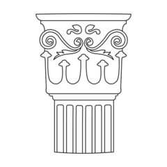 Ancient column vector outline icon. Vector illustration pillar of antique on white background. Isolated outline illustration icon of ancient column .