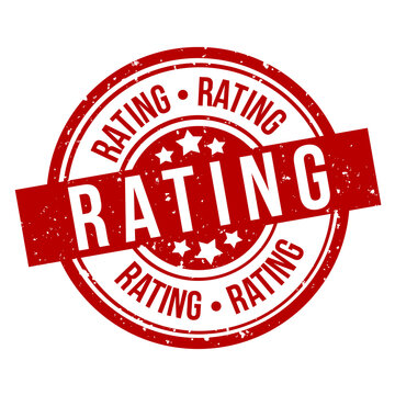 rating round red grunge stamp badge on white background.