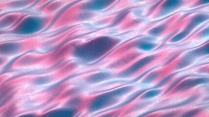 Liquid metal in neon color light. Abstract background. 3D render illustration