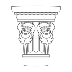 Fototapeta premium Ancient column vector outline icon. Vector illustration pillar of antique on white background. Isolated outline illustration icon of ancient column .