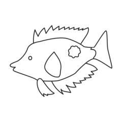 Tropical fish vector outline icon. Vector illustration exotic aunafish on white background. Isolated outline illustration icon of tropical fish .