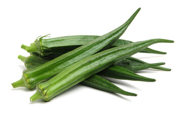 Fresh young okra isolated on white background