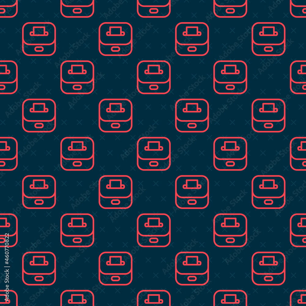 Poster red line vote box or ballot box with envelope icon isolated seamless pattern on black background. ve