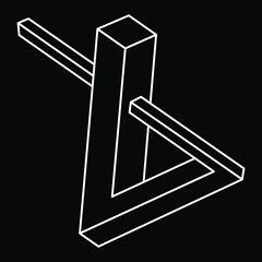 Impossible objects. Optical illusion shape. 3d illustration. Unreal geometric figures.