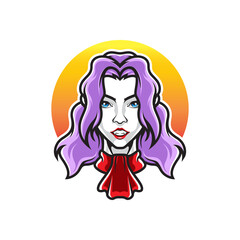 VAMPIRE GIRL HEAD SPORT LOGO