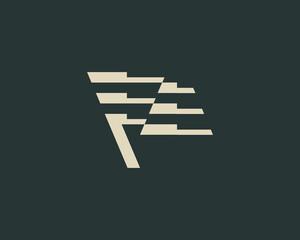 Abstract waving flag in minimalistic style logo concept. Universal pointer, success, finish vector emblem sign symbol mark logotype.