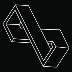 Impossible objects. Line geometric shape. Optical illusion figure. Optical art.