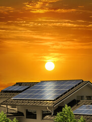 Solar panels on house rooftop sustainable energy