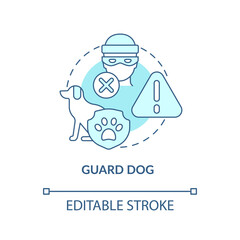 Guard dog blue concept icon. Domestic animal abstract idea thin line illustration. Pet trained to protect house form burglary. Family guardian. Vector isolated outline color drawing. Editable stroke