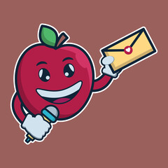 vector illustration of
 apple character 
carry a message