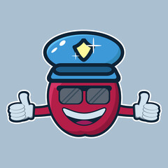 vector illustration of
 apple character police