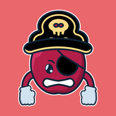 vector illustration of
 apple character 
pirate costume