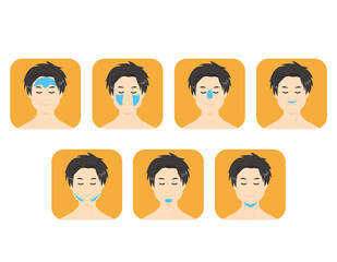 男性の顔　脱毛箇所　 ベクターイラスト