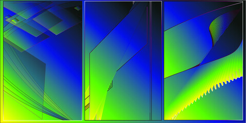 Green and Blue Abstract Background With Lines